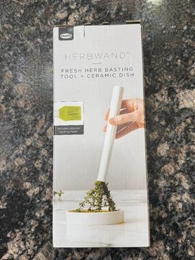 New Chef'n Herbwand Fresh Herb Basting Tool & Ceramic Dish Plus Silicone B